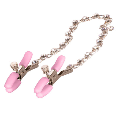 Nipple Play Pink Crystal Chain Nipple Clamps