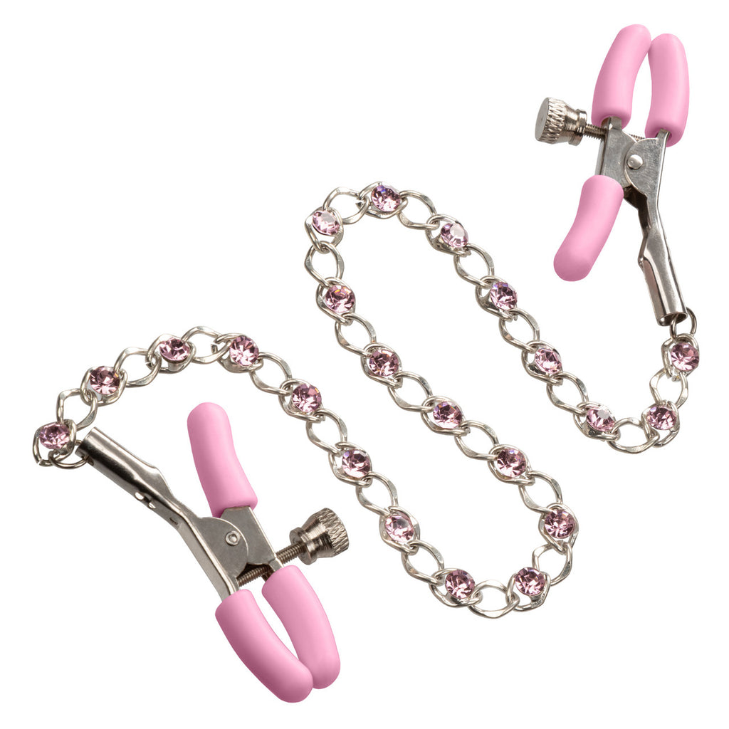 Nipple Play Pink Crystal Chain Nipple Clamps