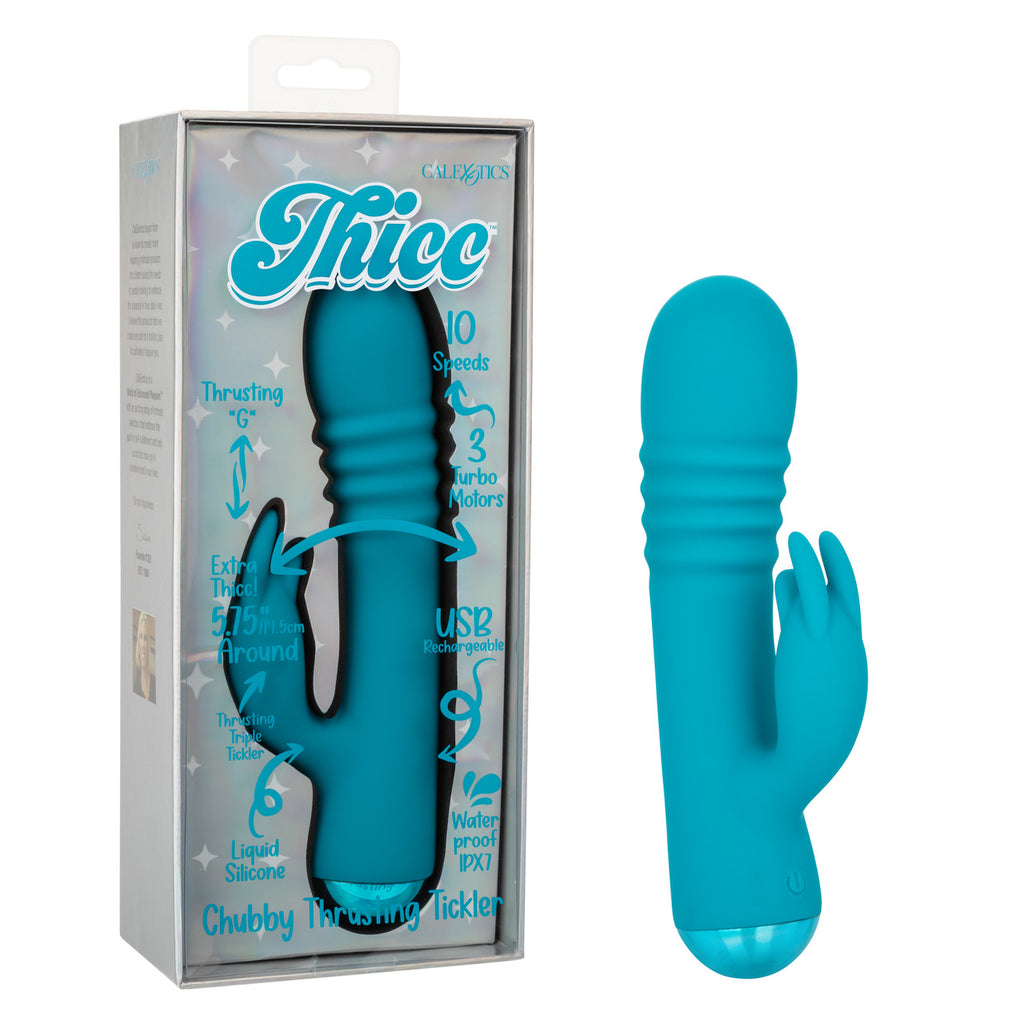 Thicc Teal Chubby Thrusting Tickler Vibrator