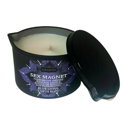 Kama Sutra Sex Magnet Pheromone Massage Candle, Blue Lotus, 6oz