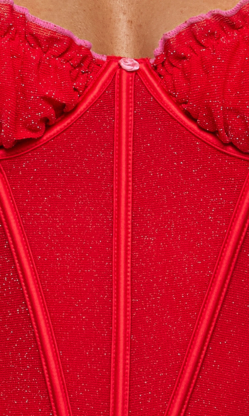 Shimmer Nights Ruched Bustier & Shorts Set, Red