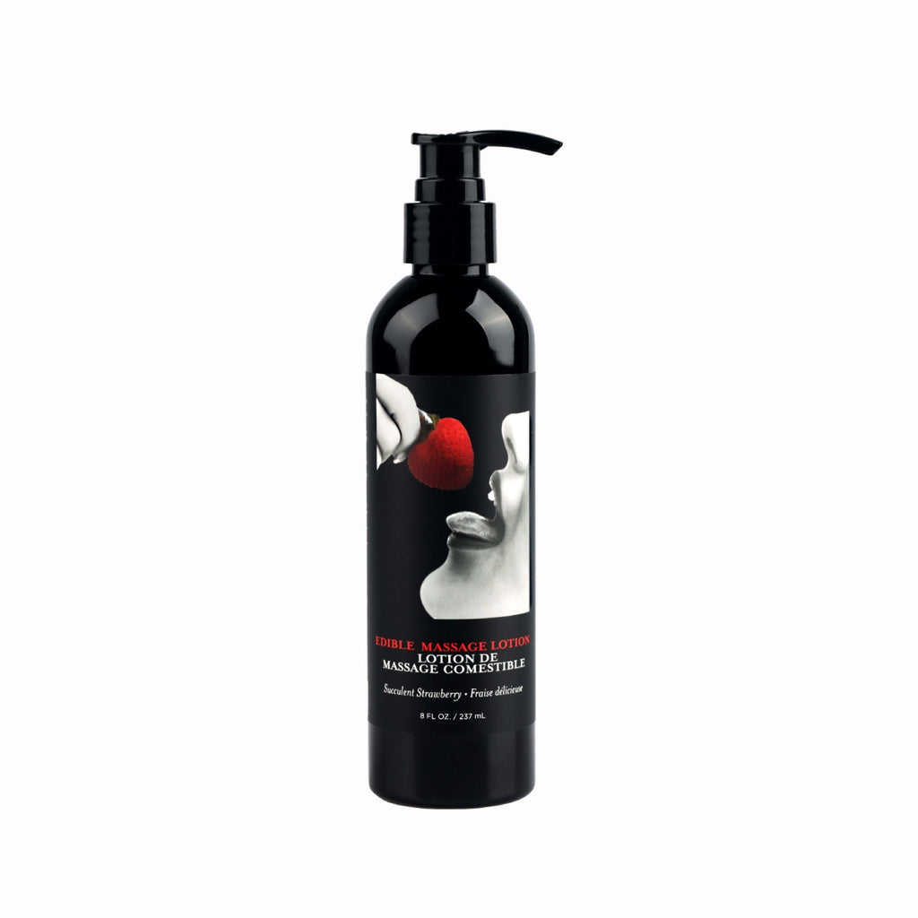 Earthly Body Edible Massage Lotion, Strawberry Flavor, 8oz