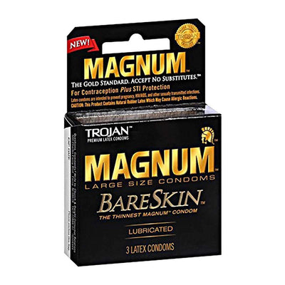Trojan Magnum Bareskin Lubricated Latex Condoms - 3 pk