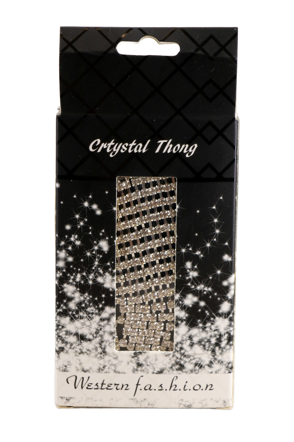 Crystal Rhinestone Thong, Silver, One Size