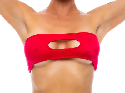 Red Peekaboo Bandeau Top in S/M