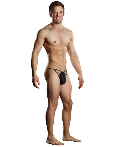 Men's G-Thong with Straps and Rings, Black, S/M