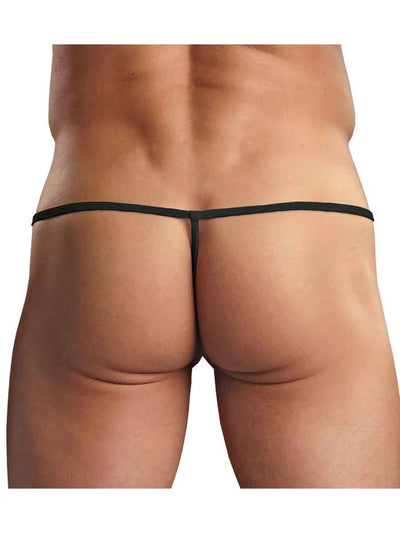 Men's G-Thong with Straps and Rings, Black, S/M