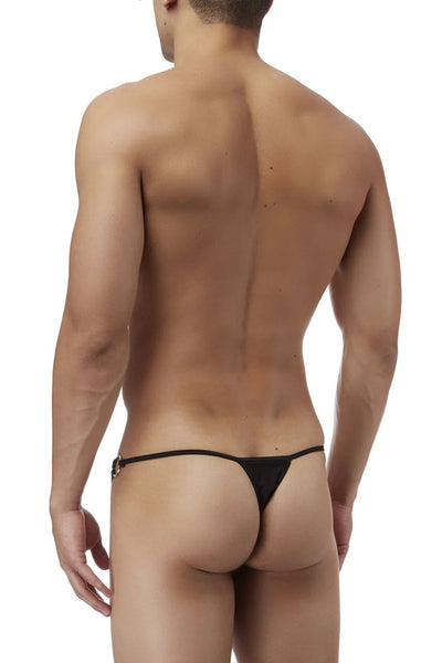 Men's G-Thong with Straps and Rings, Black, S/M