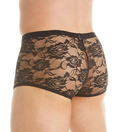 Stretch Lace Mini Short Trunks, Black, L/XL