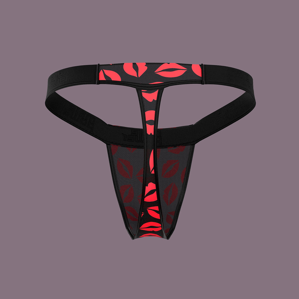Kiss Me Mesh Micro Thong V Print