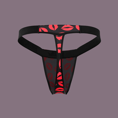 Kiss Me Mesh Micro Thong V Print