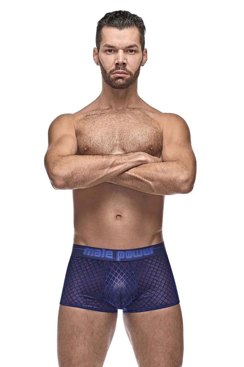 Diamond Mesh Mini Shorts Boxer Briefs, Navy