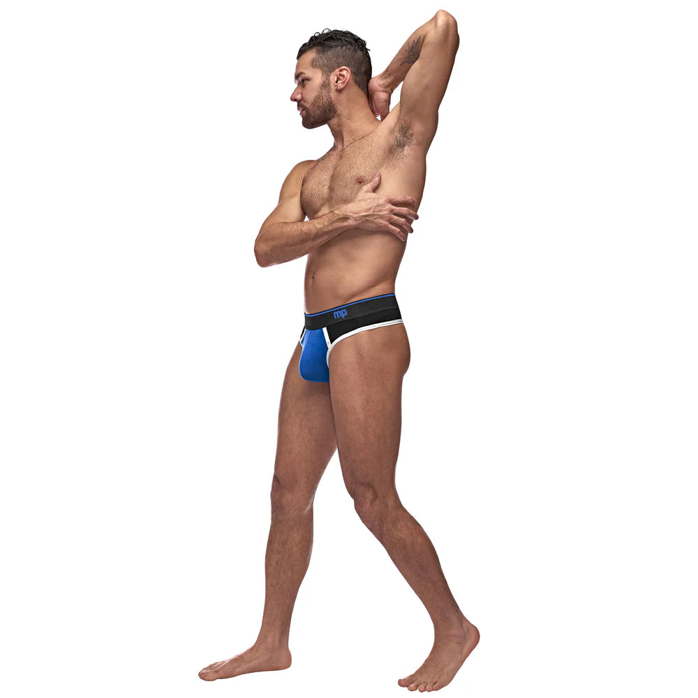 Retro Sport Panel Men's Thong, Blue
