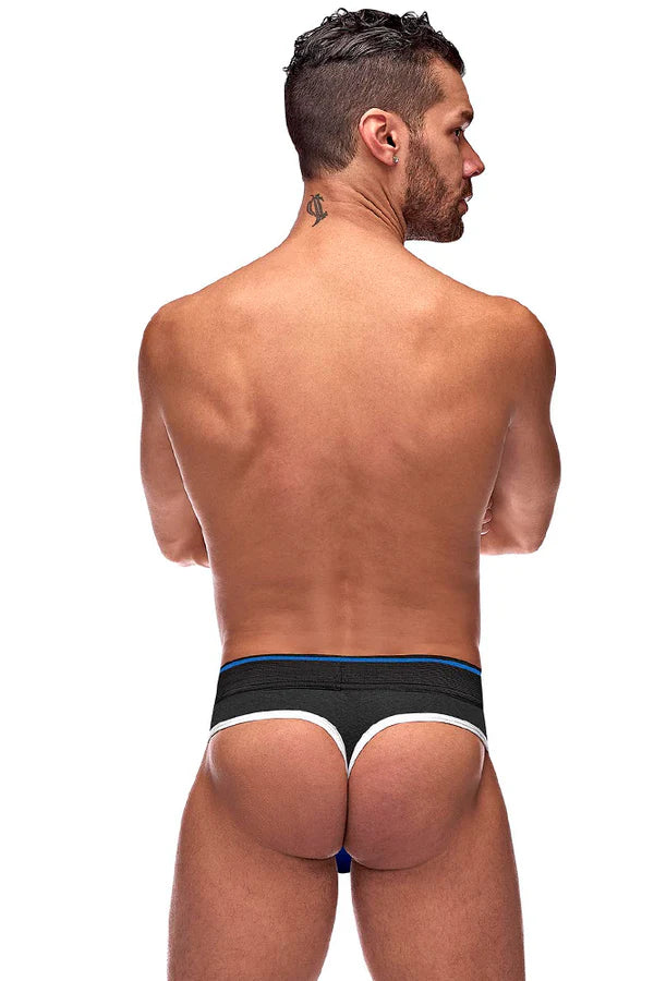Retro Sport Panel Men's Thong, Blue