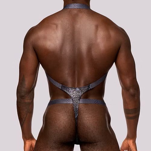 S'naked Harness Sling Thong by Male Power in Black S/M