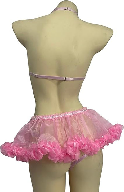 Pink 2-Piece Harness with Skirted Garter - One Size