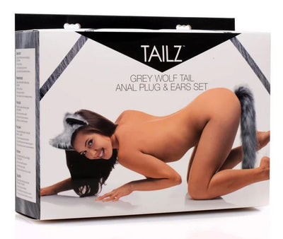 Tailz Grey Wolf Tail Anal Plug And Ears Set