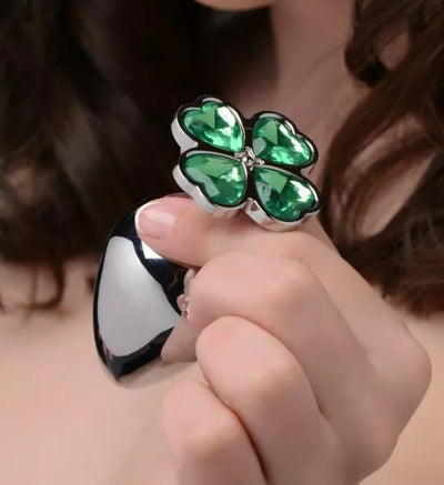 Lucky Four-Leaf Clover Gem Small Anal Butt Plugin Green