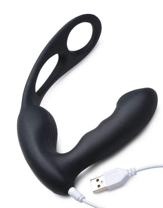 Alpha-Pro 7X P-Strap Milker Vibrating Prostate Stimulator With Cock & Ball Harnesss