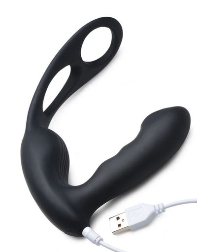 Alpha-Pro 7X P-Strap Milker Vibrating Prostate Stimulator With Cock & Ball Harnesss