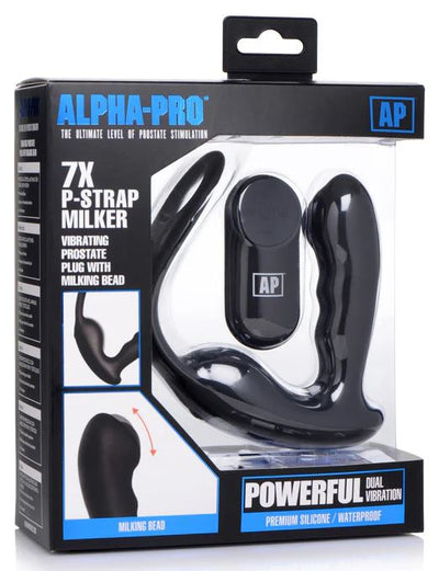 Alpha-Pro 7X P-Strap Milker Vibrating Prostate Stimulator With Cock & Ball Harnesss