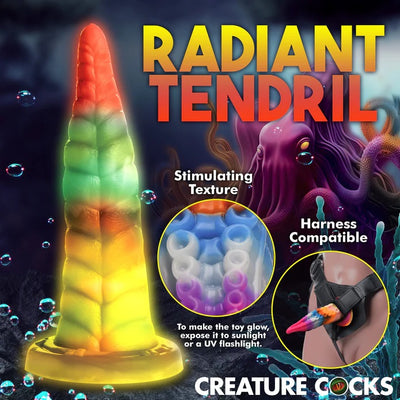 LUMINOCTOPUS GLOW-IN-THE-DARK KINKY TENTACLE SILICONE DILDO