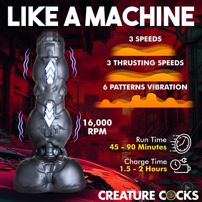 Creature Cocks Cyborg Cock Thrusting & Vibrating Silicone Dildo