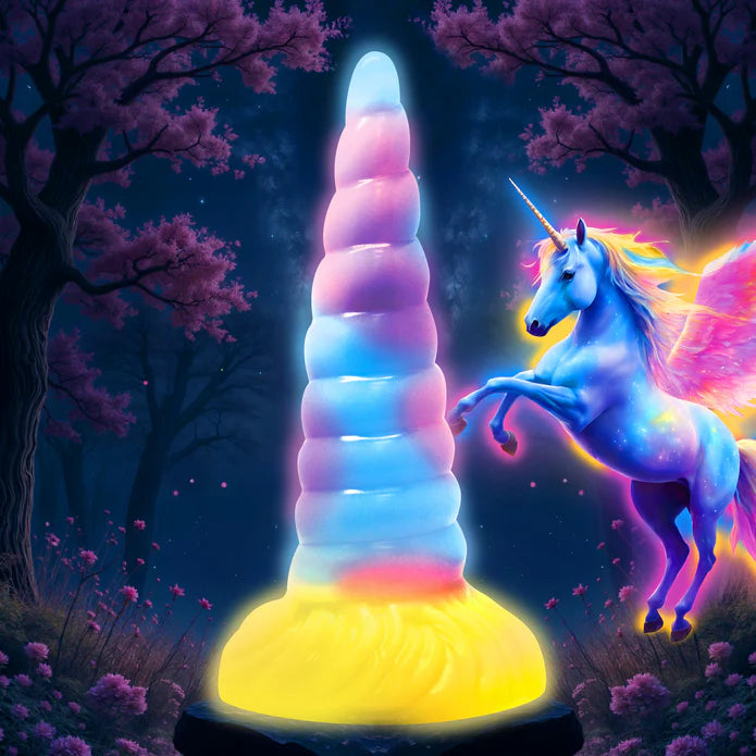 Unicorn Glow-in-the-Dark Vibrating Silicone Dildo by Creature Cocks