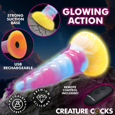 Unicorn Glow-in-the-Dark Vibrating Silicone Dildo by Creature Cocks