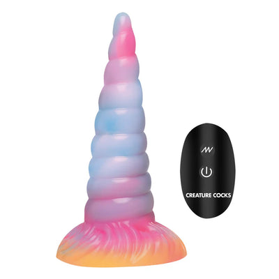 Unicorn Glow-in-the-Dark Vibrating Silicone Dildo by Creature Cocks