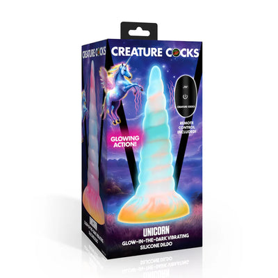 Unicorn Glow-in-the-Dark Vibrating Silicone Dildo by Creature Cocks