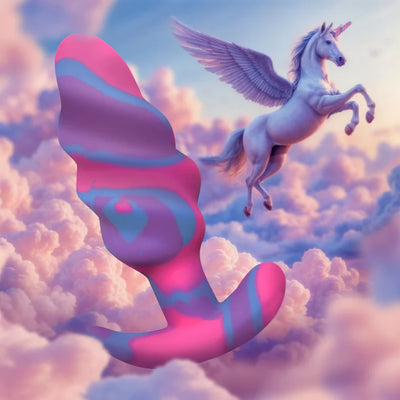 Unicorn Swirl Silicone Butt Plug in Medium by Creature Cocks