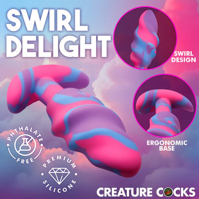 Unicorn Swirl Silicone Butt Plug in Medium by Creature Cocks