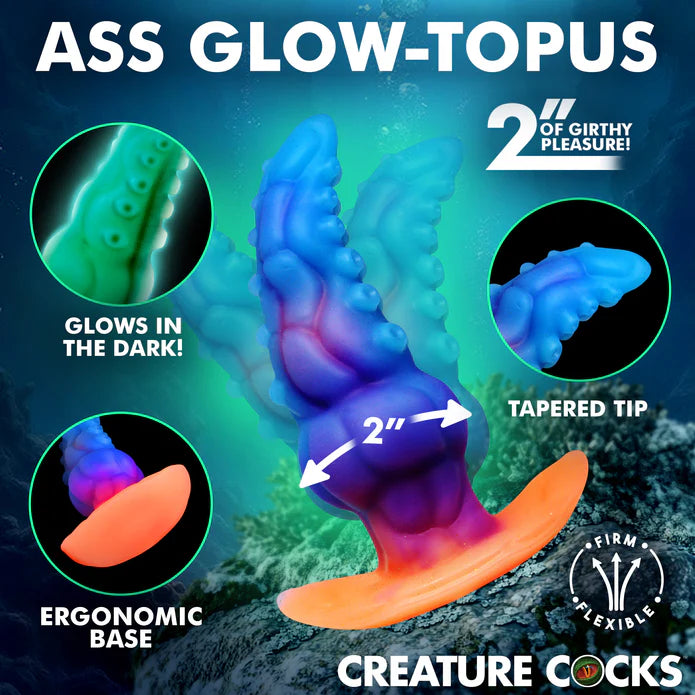 Glowtopus Glow-in-the-Dark Silicone Anal Plug by Creature Cocks