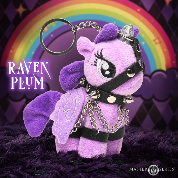 Raven Bondage Pony Keychain in Purple