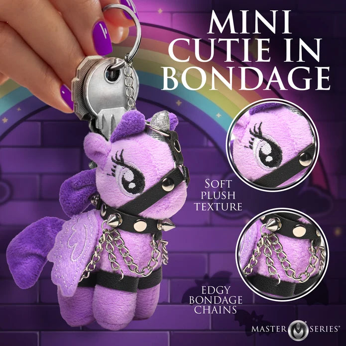 Raven Bondage Pony Keychain in Purple
