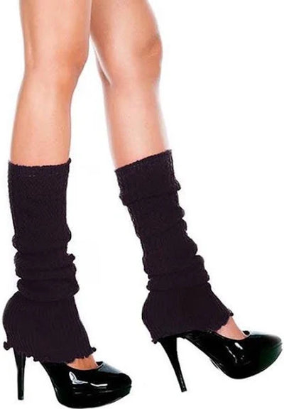 80's Style Ribbed Black Footless Leg Warmers One Size