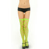 Neon Green Spandex Diamond Net Thigh High Stockings One Size
