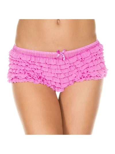 Soft Ruffle Tanga Shorts, Pink, One Size