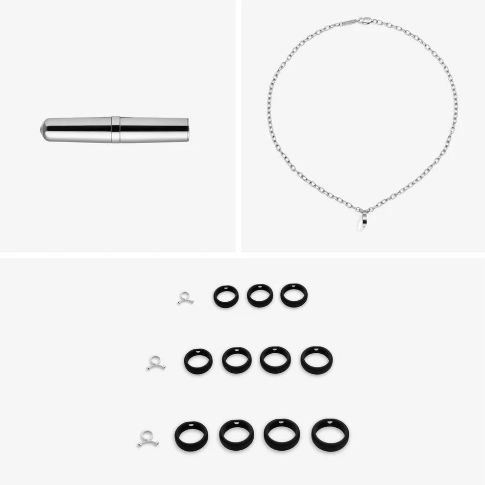 Crave Tease Collection Convertible Necklace / Ring Vibrator in Silver