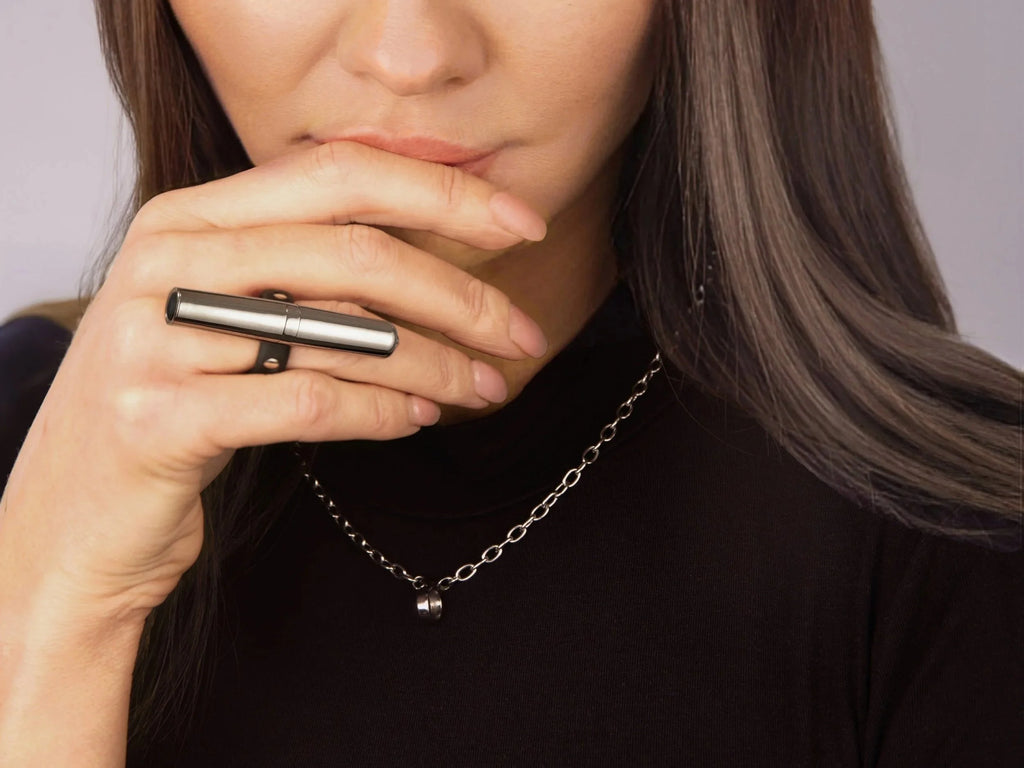 Crave Tease Collection Convertible Necklace / Ring Vibrator in Silver