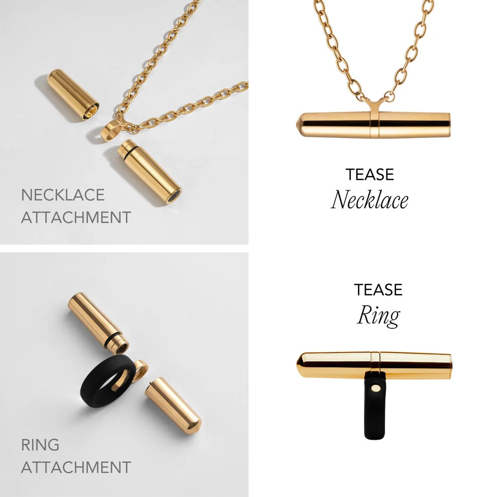 Crave Tease Collection Convertible Necklace / Ring Vibrator in Gold
