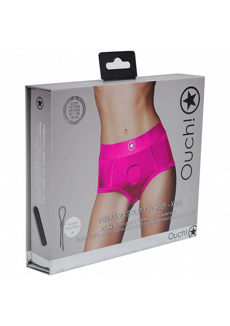 Ouch! Vibrating Strap-On Briefs in Pink