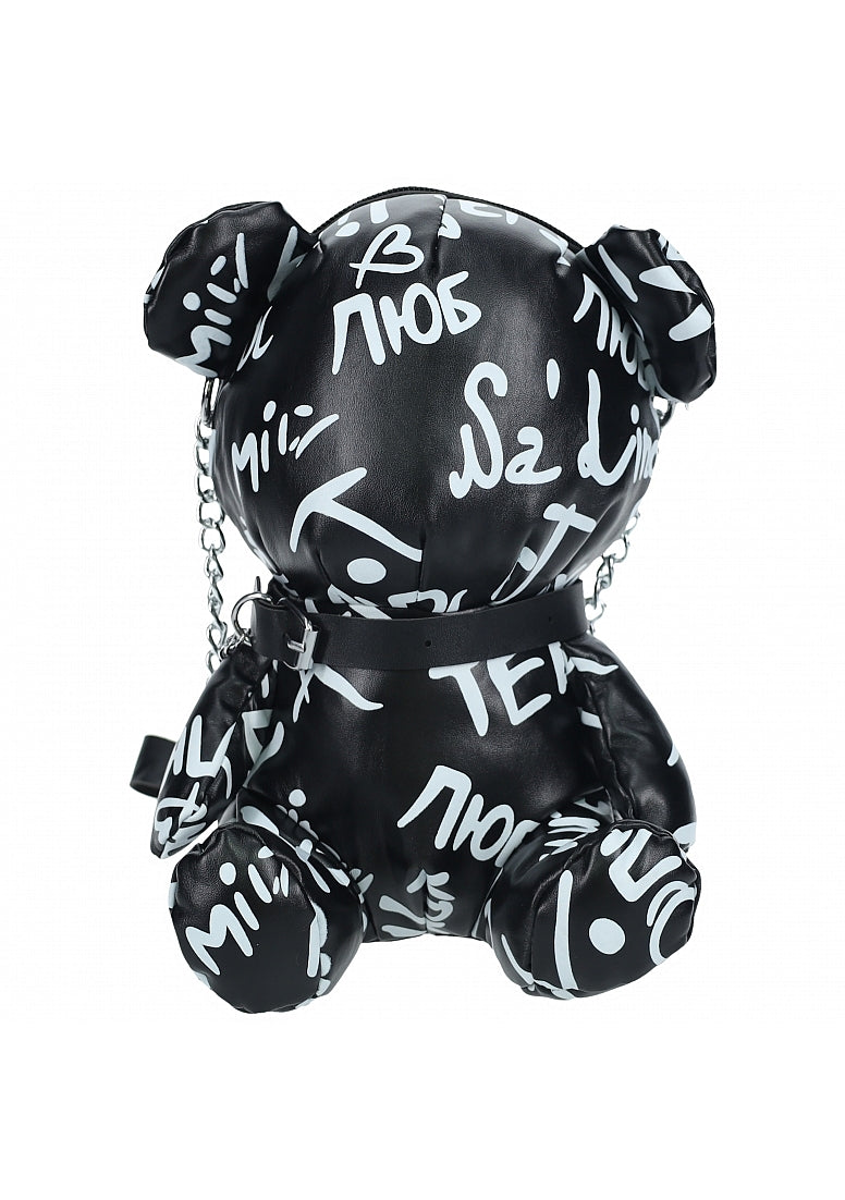 Graffiti Bear Crossbody Bag, Black
