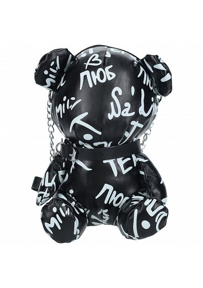 Graffiti Bear Crossbody Bag, Black