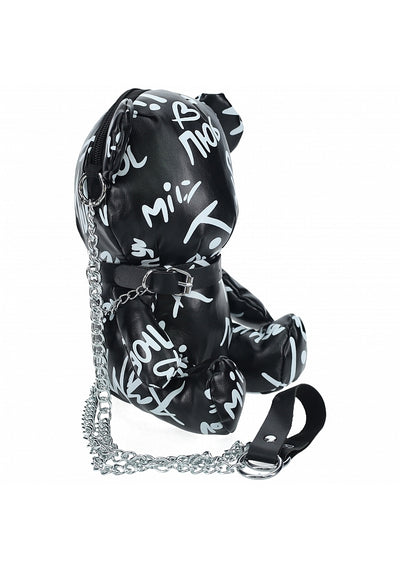 Graffiti Bear Crossbody Bag, Black