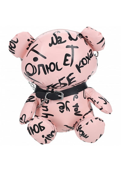 Graffiti Bear Crossbody Bag, Pink