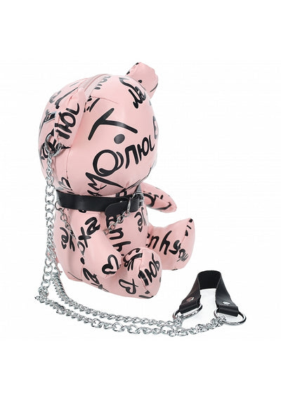 Graffiti Bear Crossbody Bag, Pink