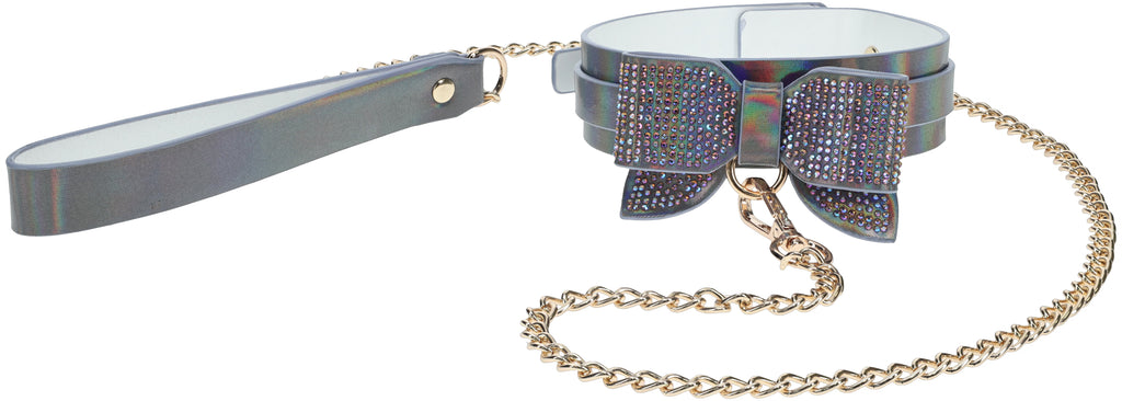 Ouch! Paris Iridescent Black Bow Collar and Leash