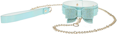 Ouch! Paris Iridescent Teal Bow Collar and Leash